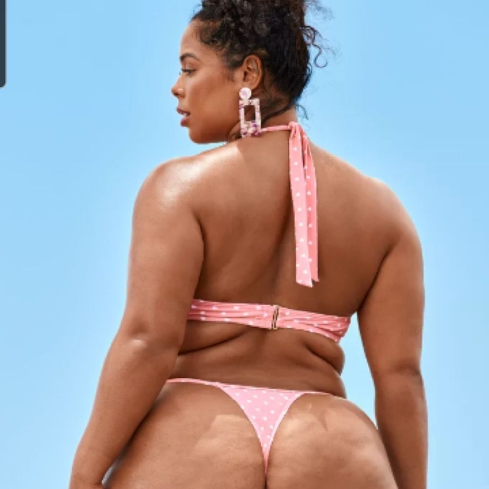 Fashion to Figure ×Tabria Majors NWT 3X 22 Agent Jones Pink Heart Print Swim Top - Picture 5 of 13